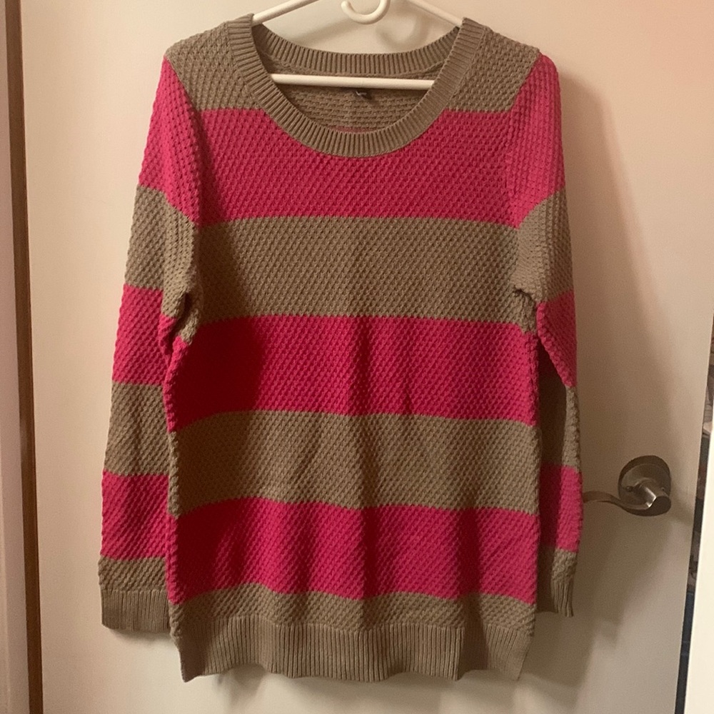Brown and Pink Striped Gap Sweater